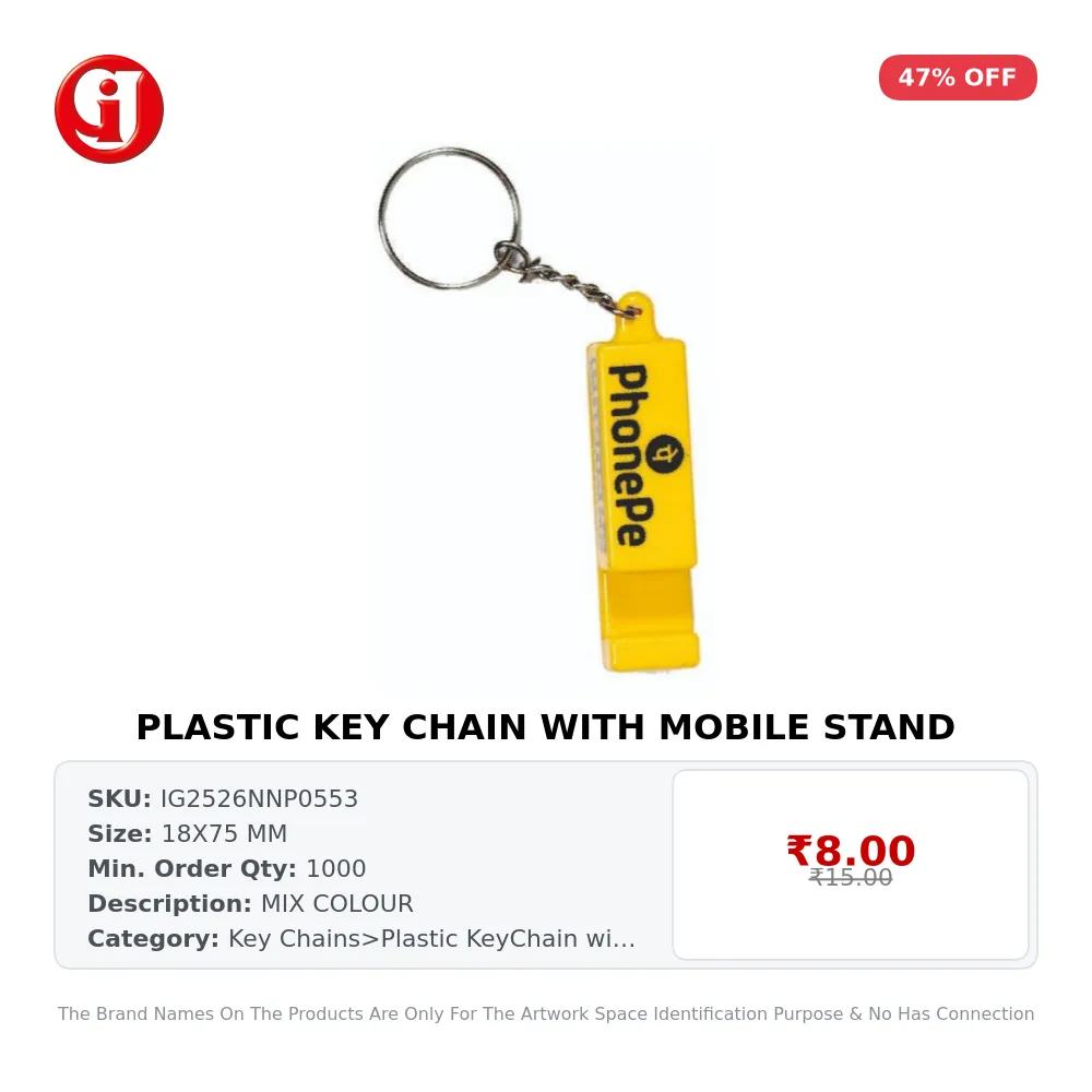 PLASTIC KEY CHAIN WITH MOBILE STAND