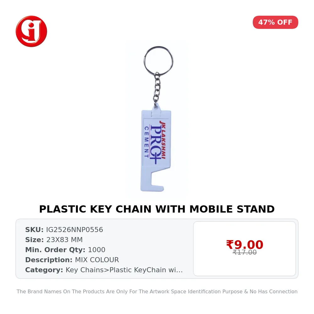 PLASTIC KEY CHAIN WITH MOBILE STAND