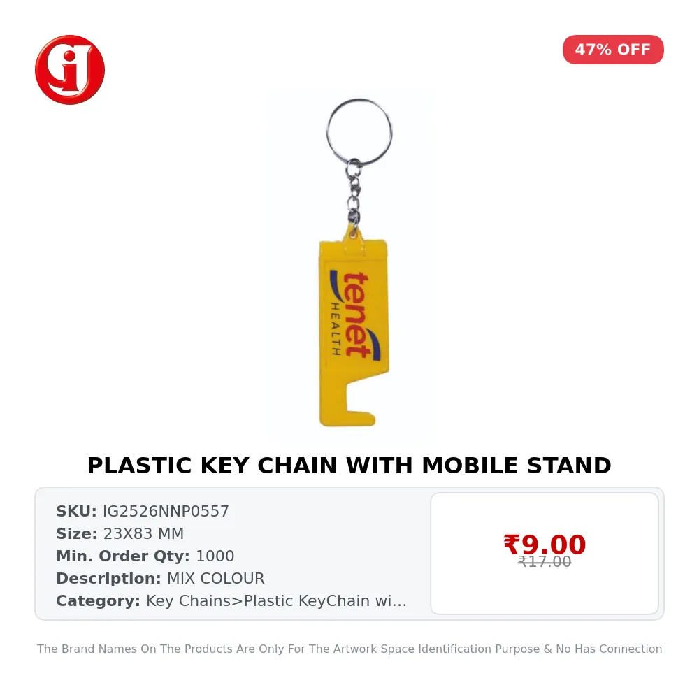 PLASTIC KEY CHAIN WITH MOBILE STAND