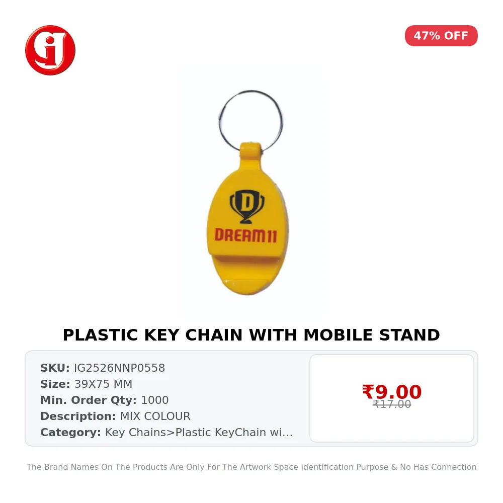 PLASTIC KEY CHAIN WITH MOBILE STAND